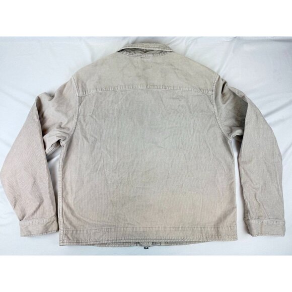 AllSaints Clifton Corduroy Jacket Beige Cream Double Zip Snap Pocket Size L - Picture 4 of 8